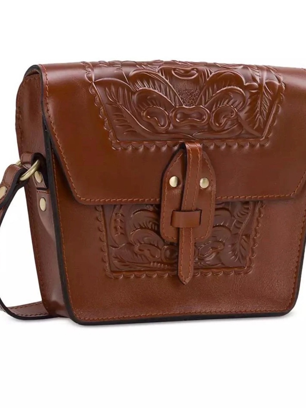 Patricia Nash Tooled Leather Crossbody Bag - Brown